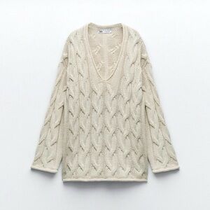 ZARA Cream Cable Knit Sweater
